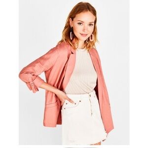 Bershka pink salmon linen jacket